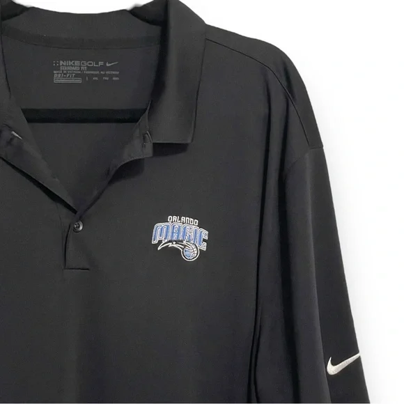 Nike Golf Black NBA Orlando Magic Basketball Collared Dri Fit Golf Polo Size XXL